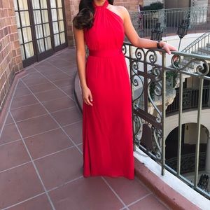 Halter Chiffon Valentina Red Vera Wang Gown Petite